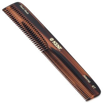 Kent 6T Large Styling Hair Comb Double Tooth Wide and Fine, Hand-Made 